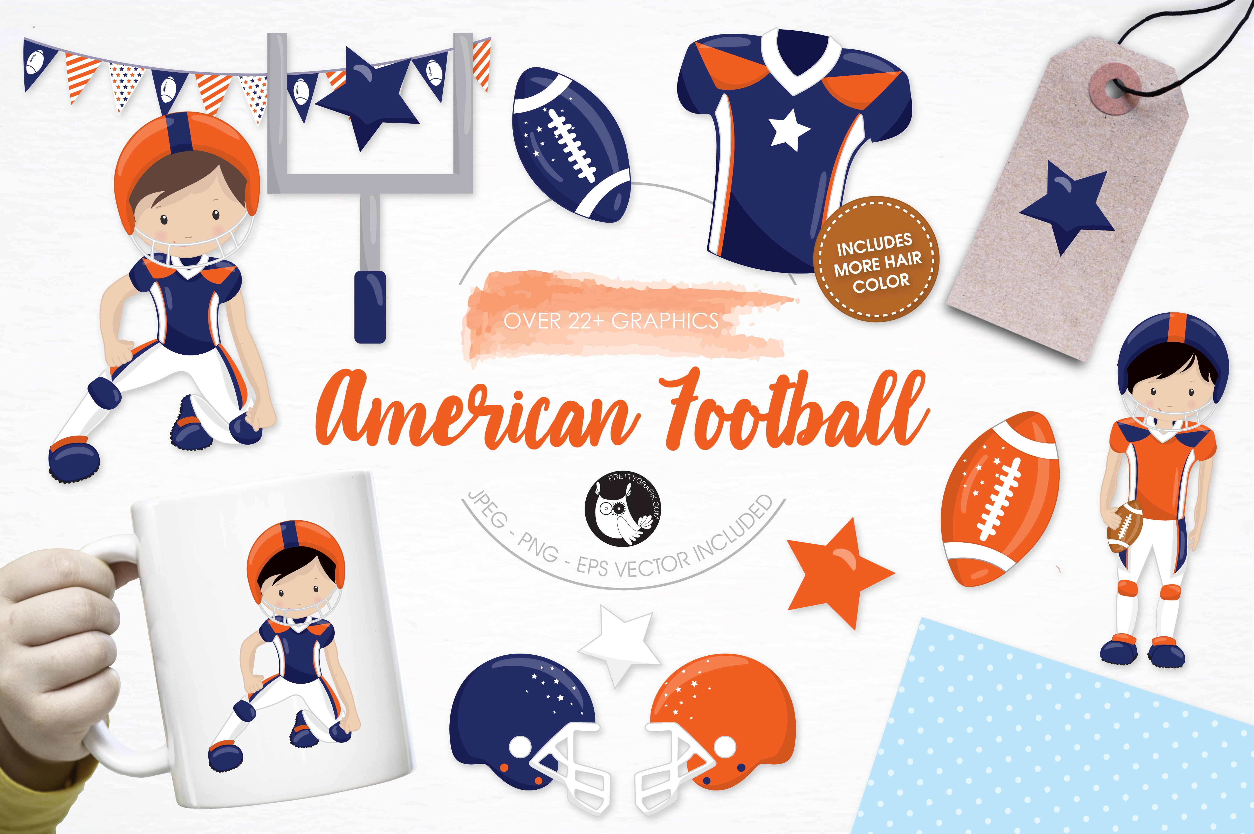 American football illustration pack cover image.