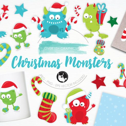 Christmas Monsters illustration pack cover image.