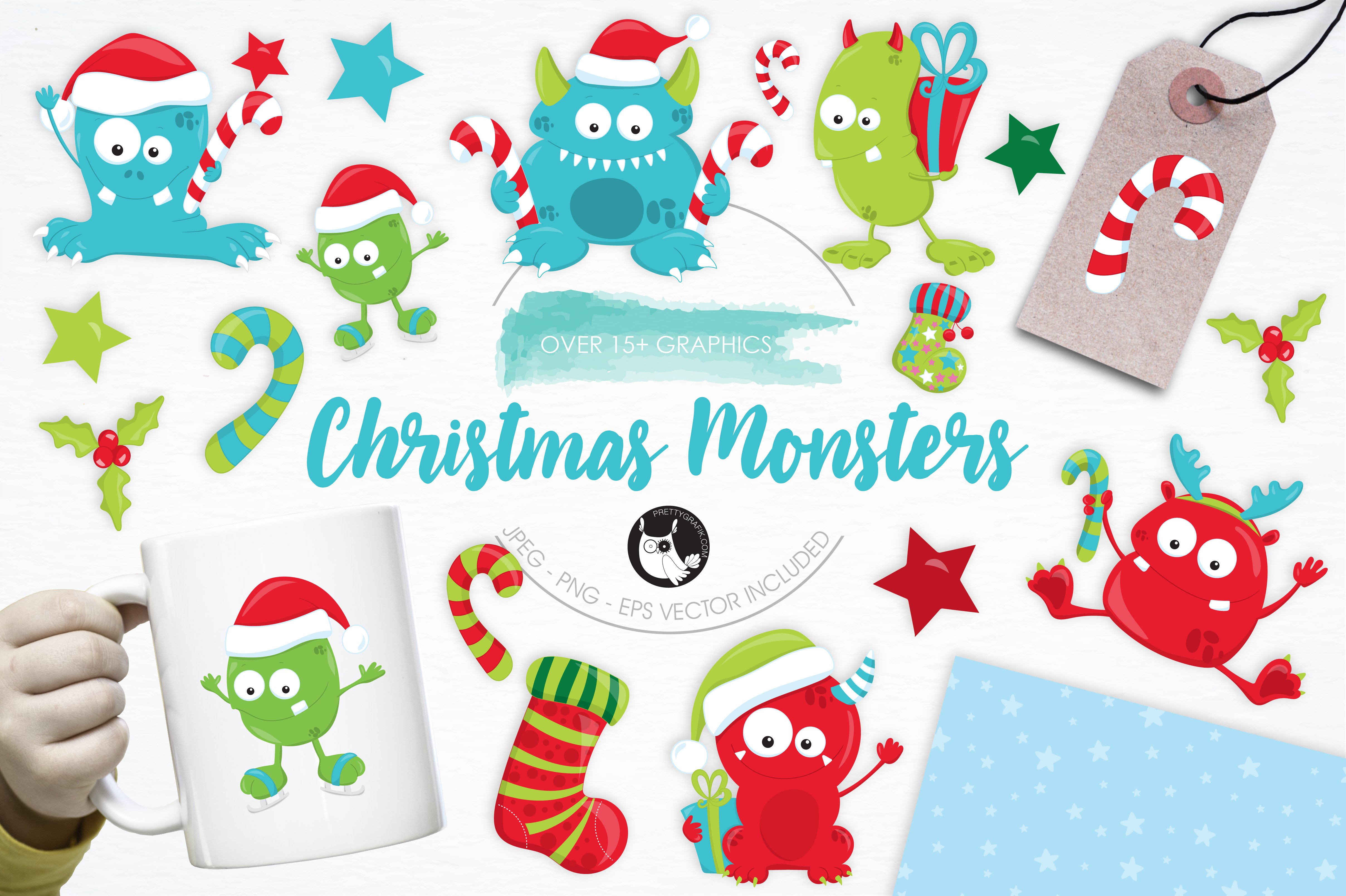 Christmas Monsters illustration pack cover image.