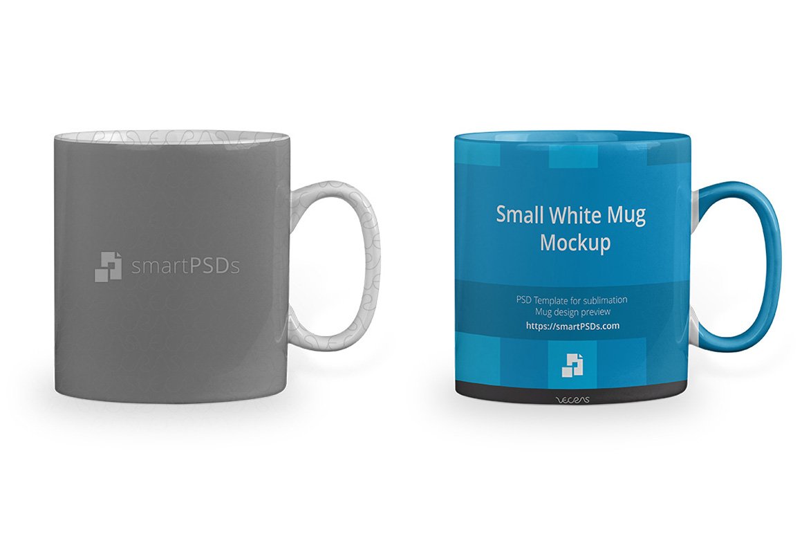 Small White Coffee Mug Design Mockup preview image.