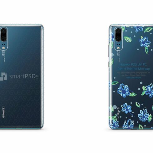 Huawei P20 UV PC Clear Case Mockup cover image.