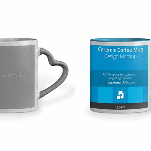Heart Shape Handle Coffee Mug Mockup cover image.