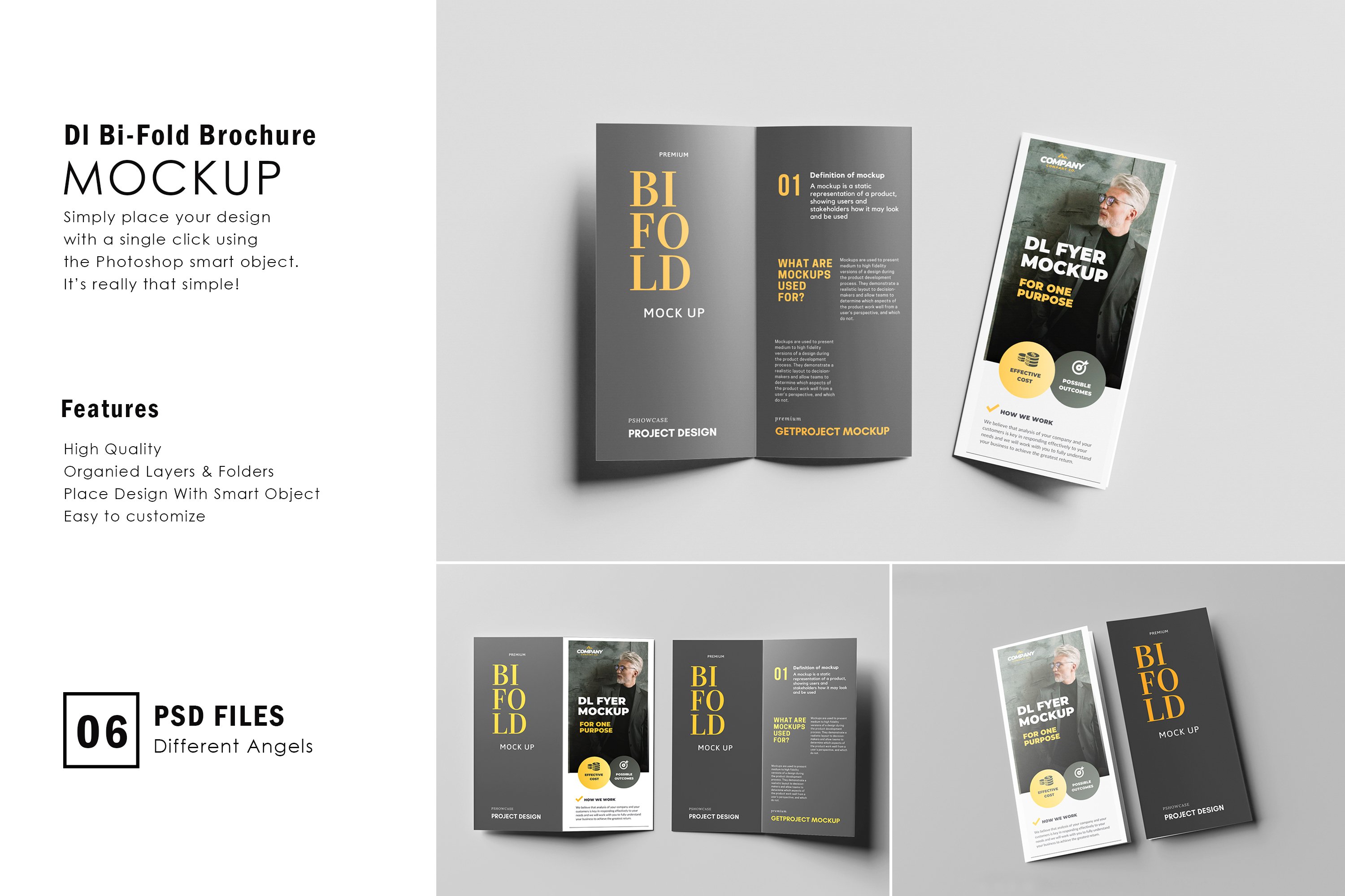 6 Dl Bi-Fold Brochure Mockup cover image.