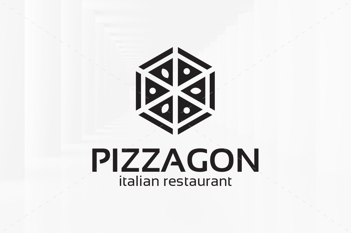 Pizzagon Logo Template preview image.