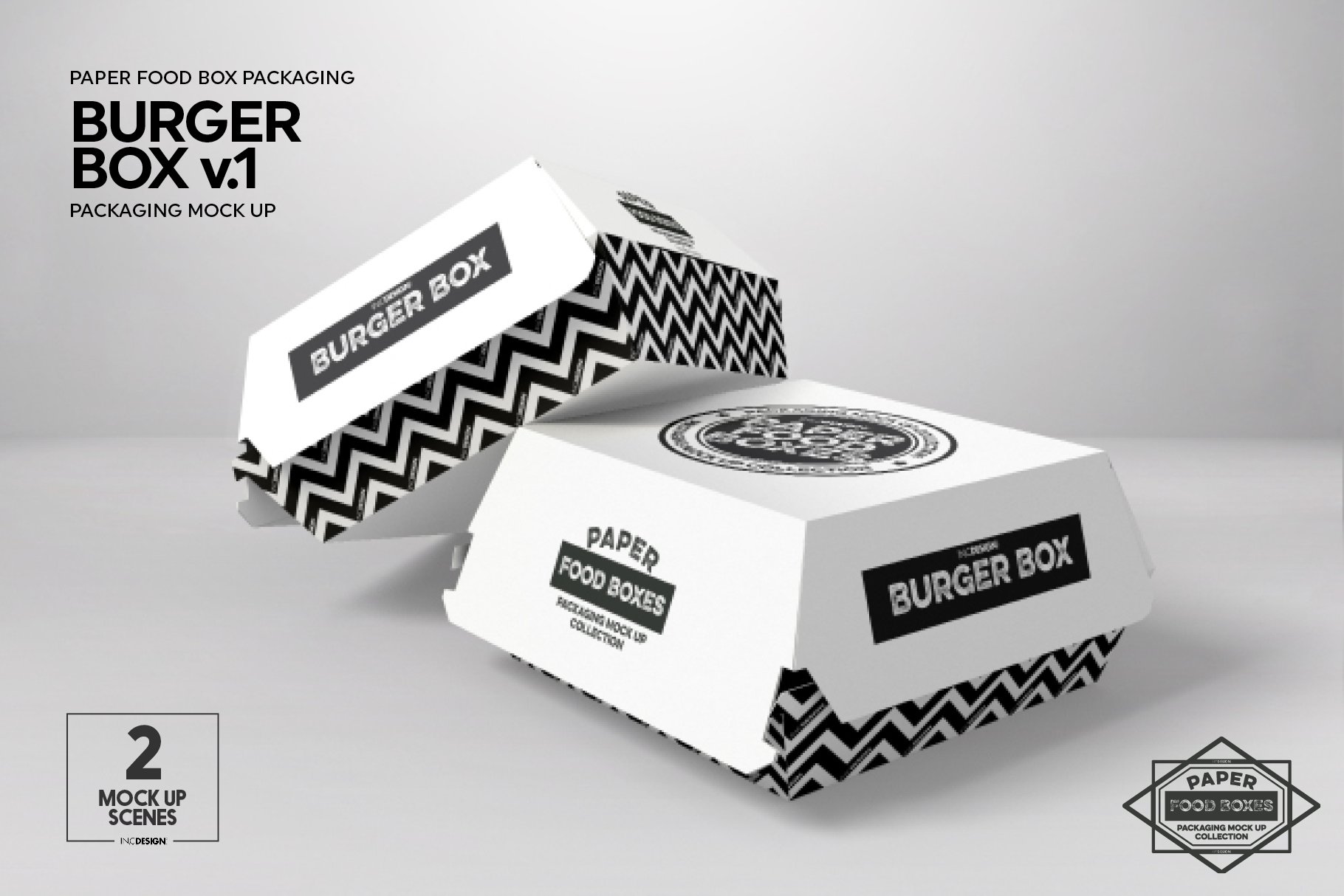 Burger Box Packaging Mockup v.1 preview image.