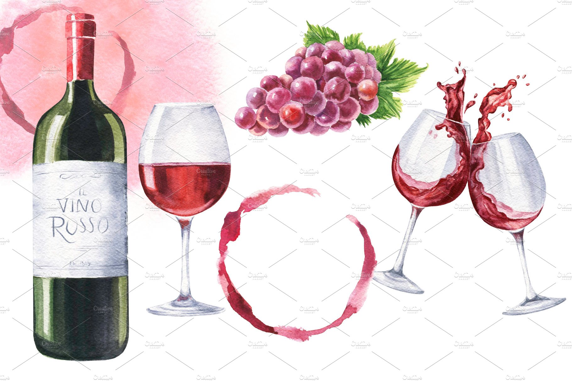 Watercolor Red Wine preview image.