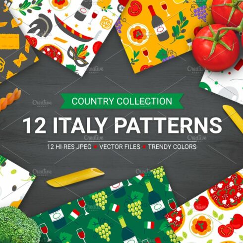 12 Italy Seamless Patterns cover image.