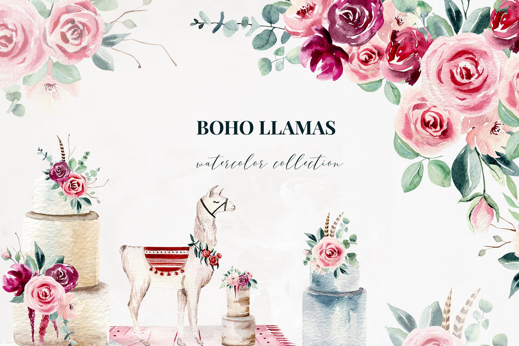 Llama's wedding clipart cover image.