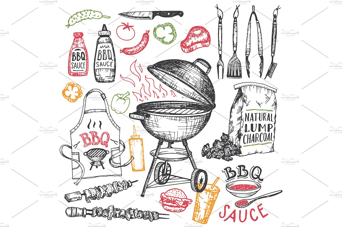 BBQ Hand-drawn Elements Set cover image.