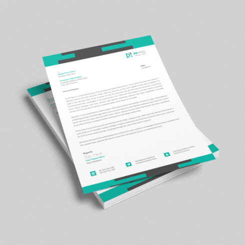 Professional modern business letterhead template design cover image.