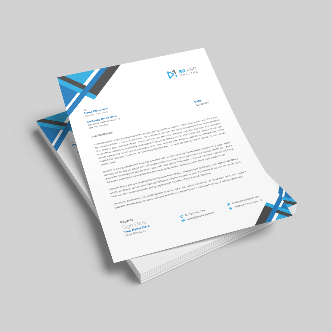 Clean modern business letterhead pad template cover image.