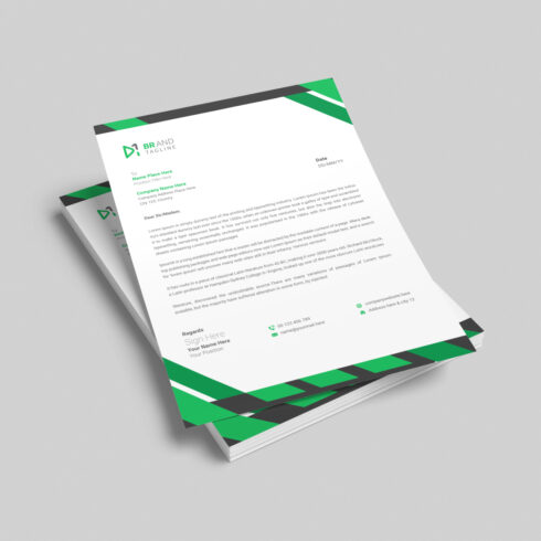 Modern green corporate letterhead design cover image.