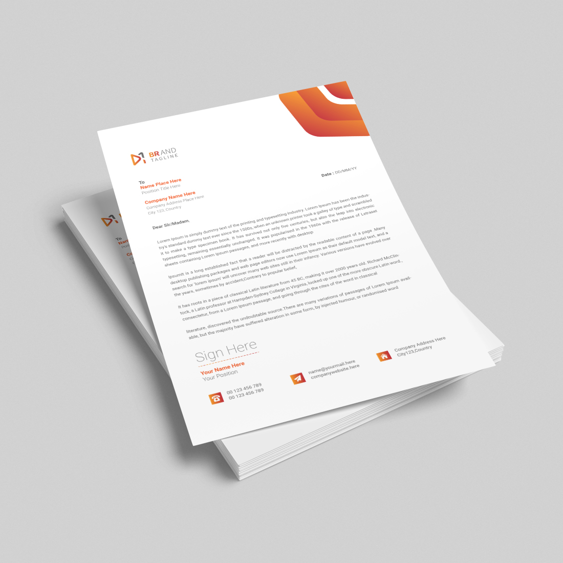 Modern clean corporate business letterhead design template cover image.