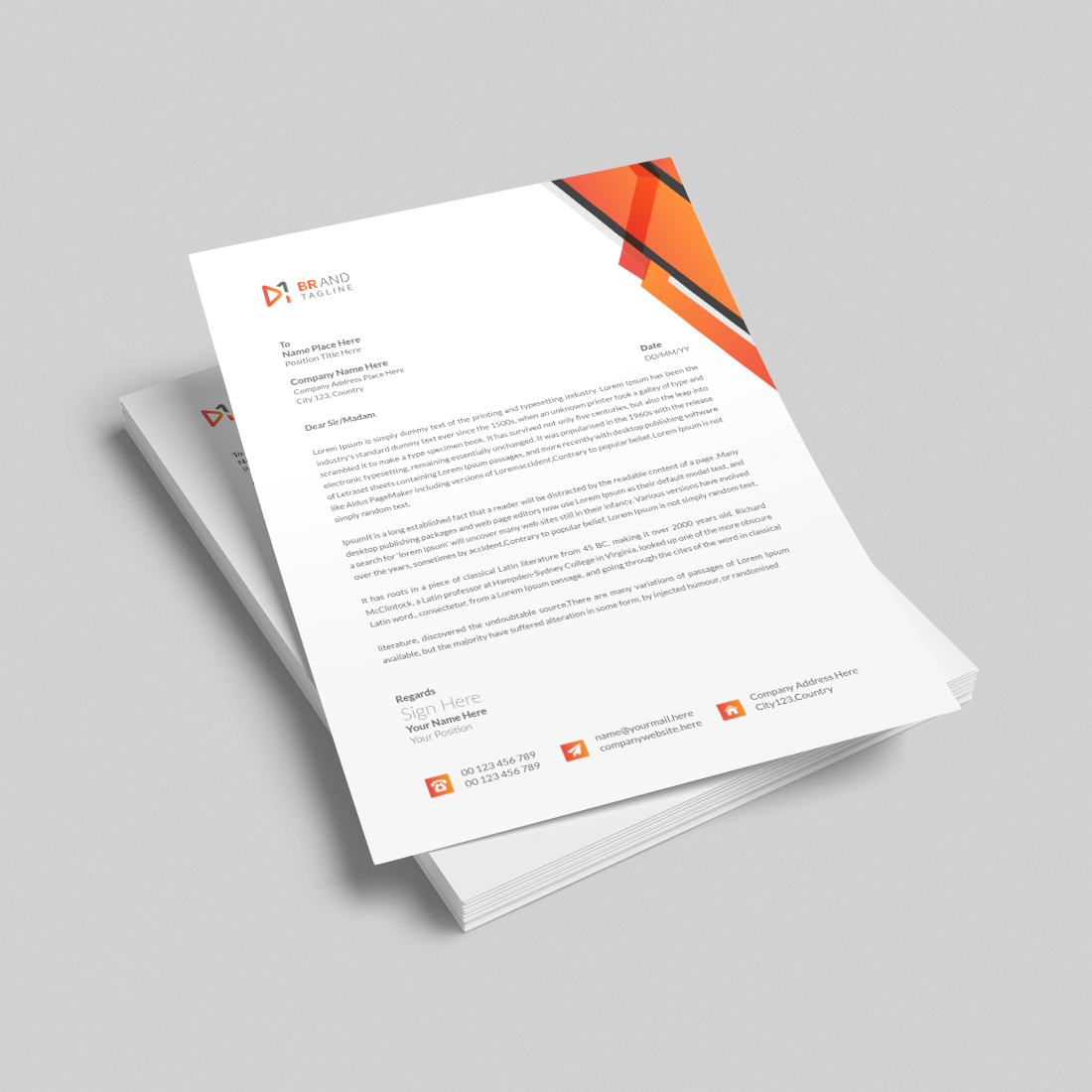 Business letterhead design template cover image.