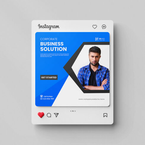 Corporate modern business social media Instagram post design template cover image.