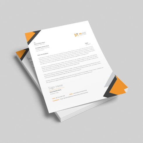 Modern business company letterhead template cover image.