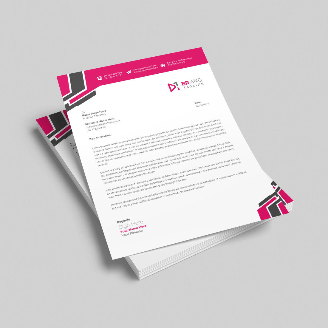 Business letterhead design template cover image.