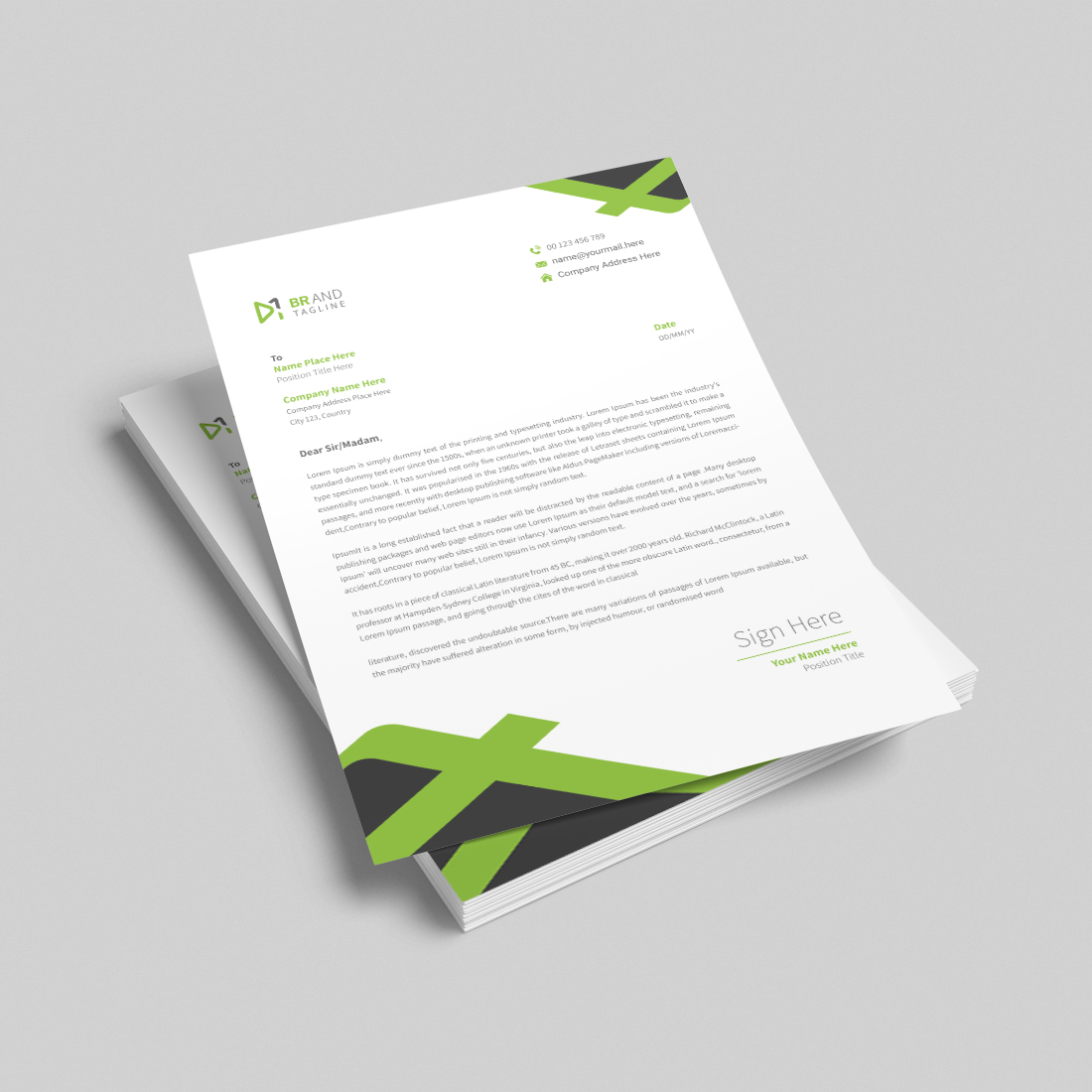 Modern business letterhead template design layout cover image.