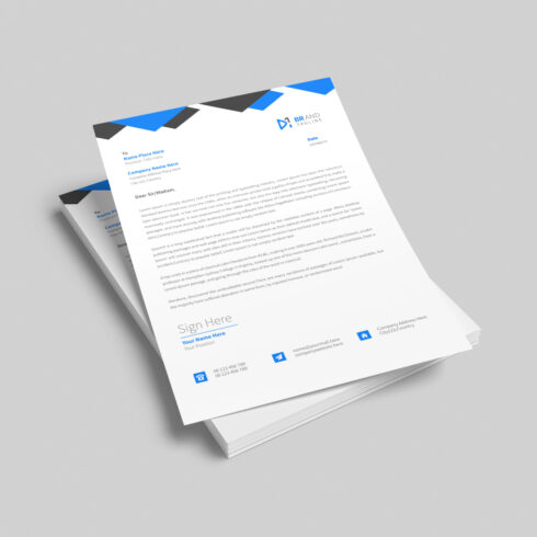 Modern and clean business letterhead template design cover image.