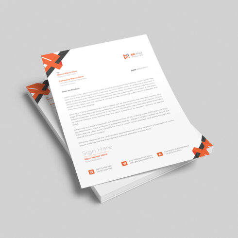 Modern company business letterhead design template cover image.