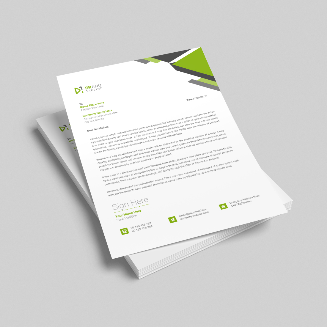 Business letterhead design template cover image.