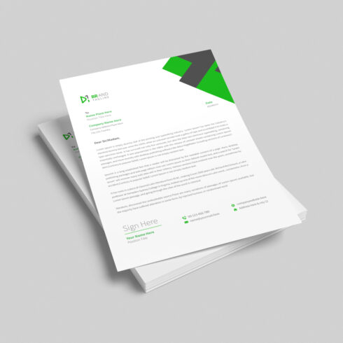 Clean modern creative business letterhead pad template design layout cover image.