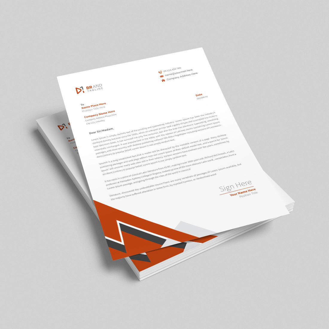 Modern clean corporate business letterhead design template cover image.