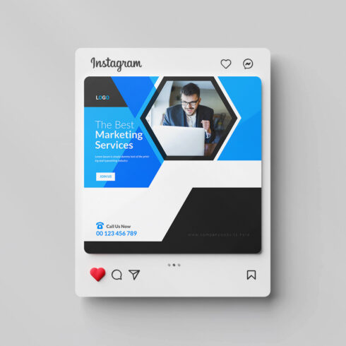 Business social media Instagram post design template cover image.