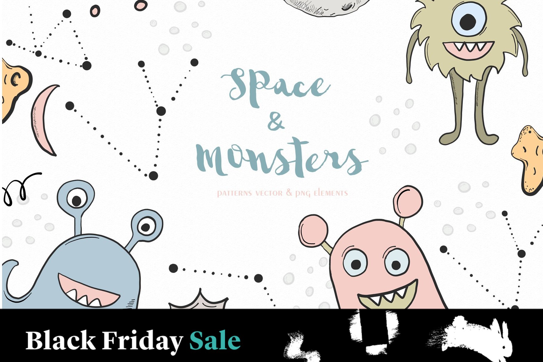 Spase & monsters clipart cover image.