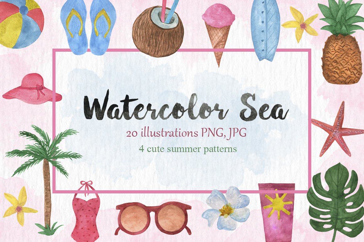 Watercolor Sea Vintage set cover image.