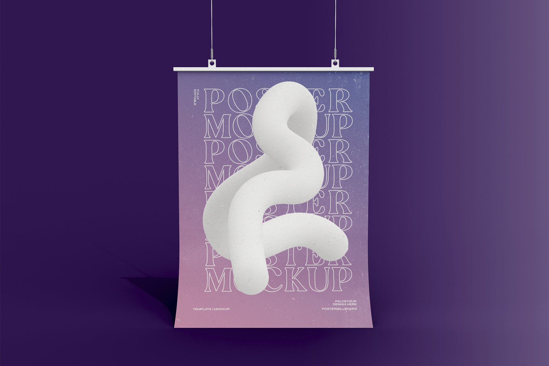 3d Hanging Poster Mockup preview image.