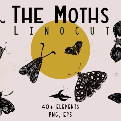 Moon Moths linocut art cover image.