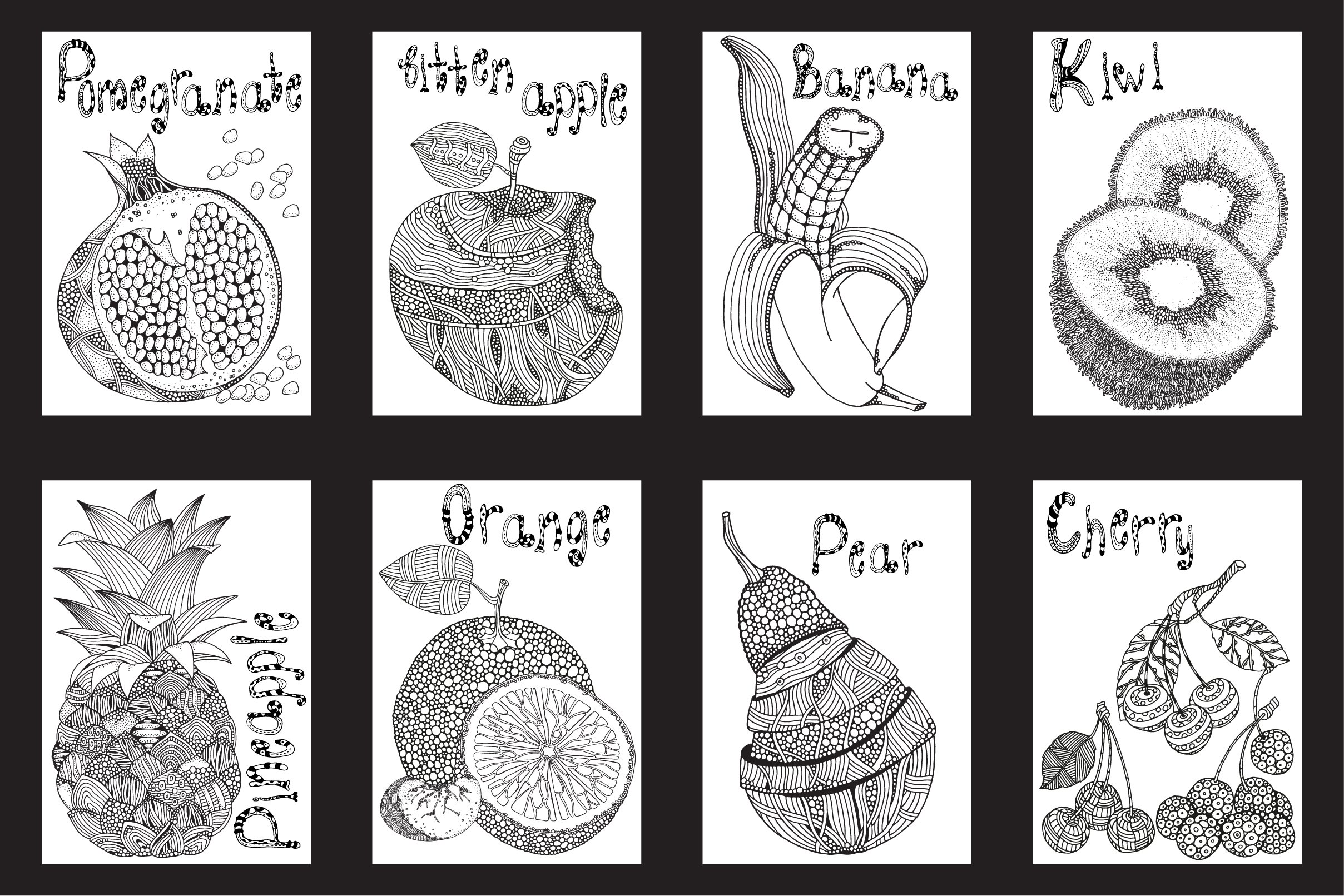 Fruits and berries - hand drawn set preview image.