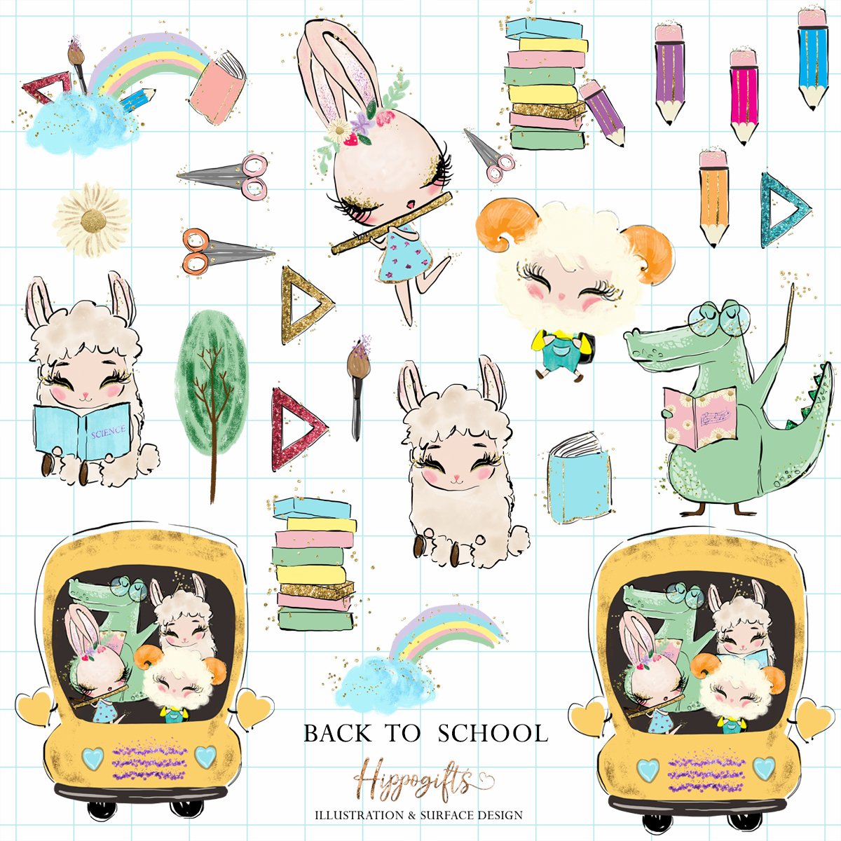 Back to school clipart preview image.