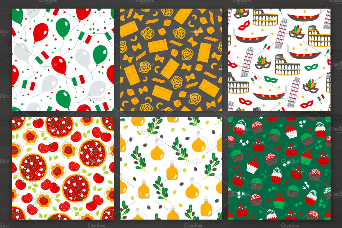 12 Italy Seamless Patterns preview image.