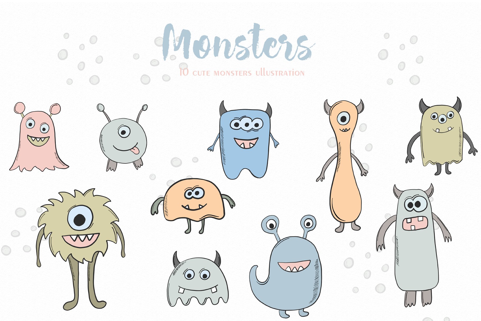 Spase & monsters clipart preview image.