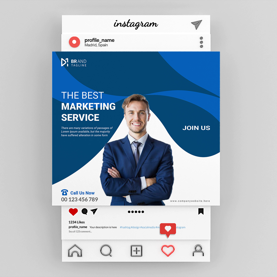 Digital marketing expert social media post design template preview image.