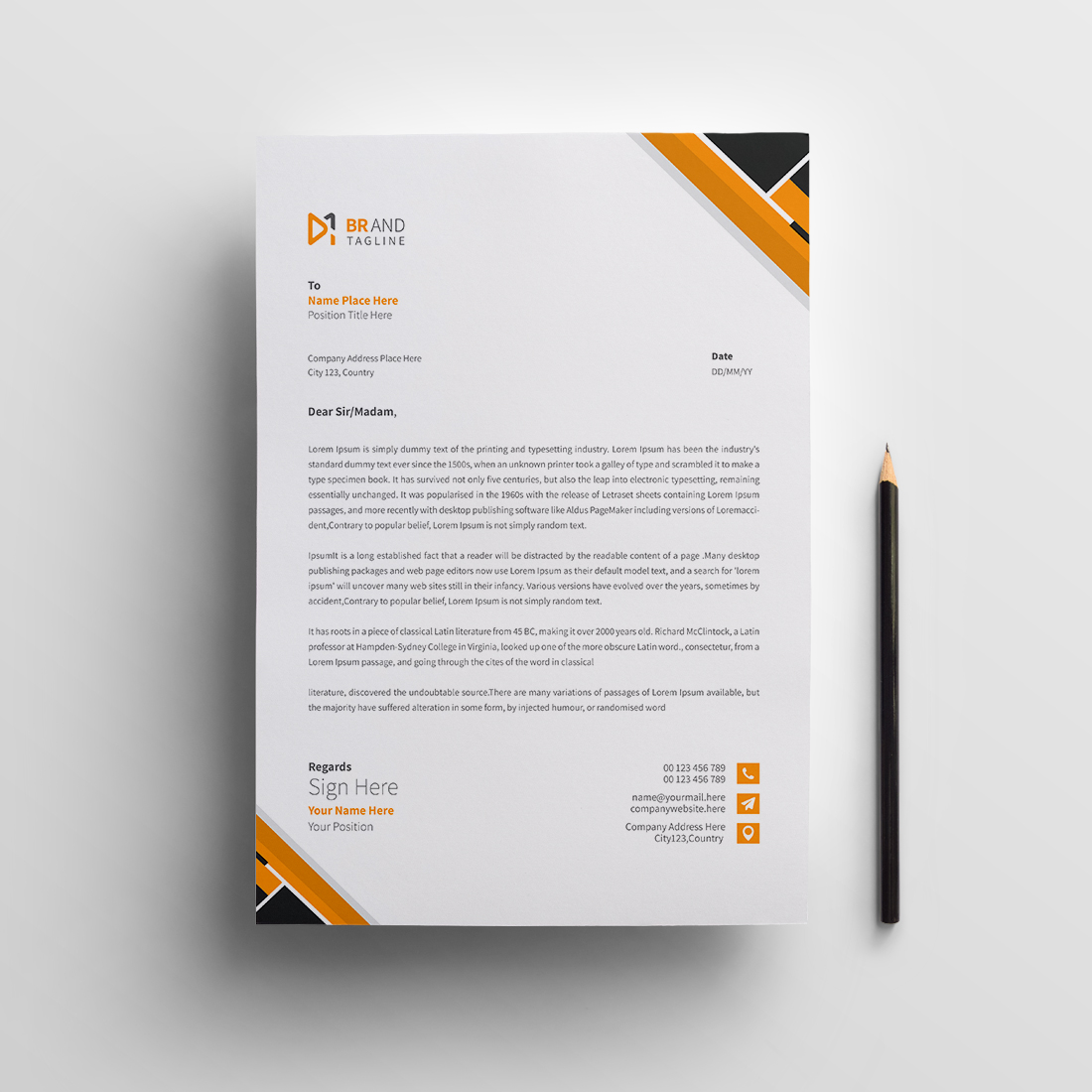 Corporate business letterhead design template preview image.