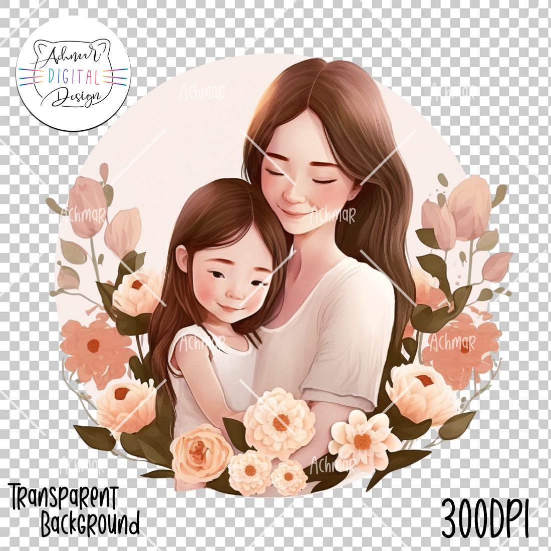 Mom & Daughter, Mother's Day Clip Art preview image.