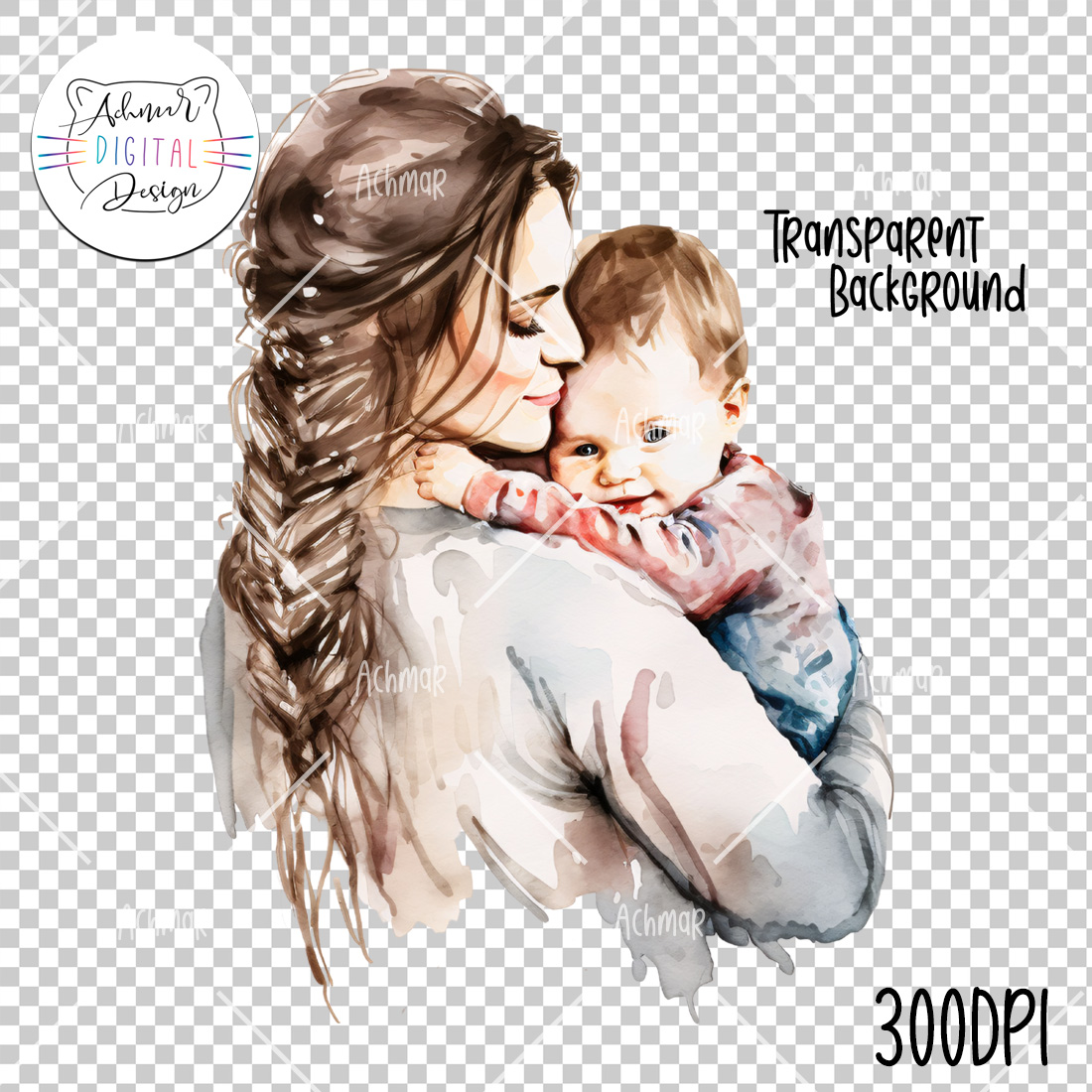 Mother's Day gift watercolor Clip Art preview image.