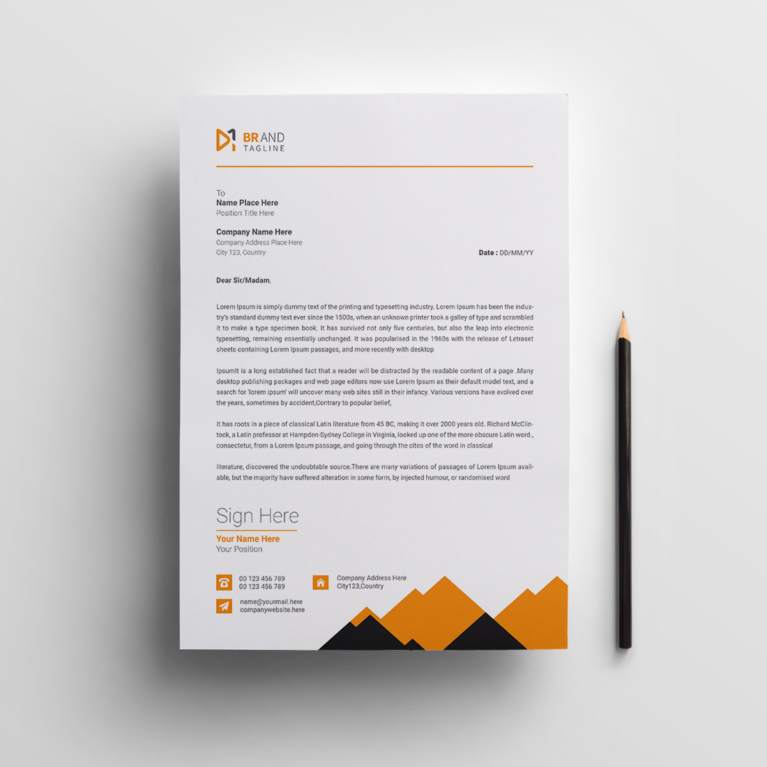 Business letterhead design template preview image.