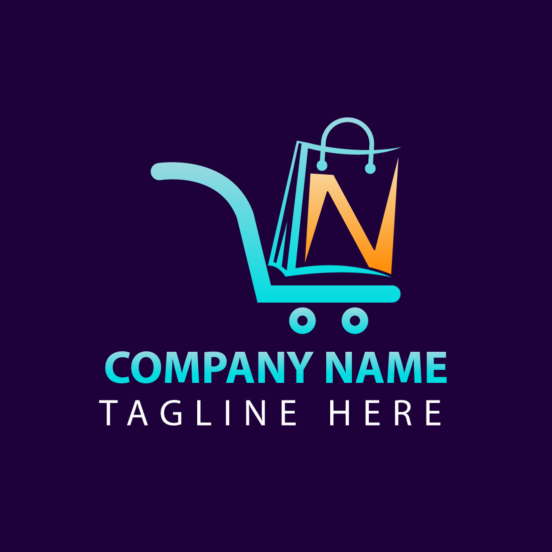 Letter N Logo with shopping icon Template Simple Design Vector preview image.