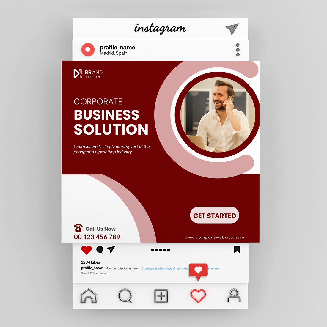 Digital marketing agency and corporate social media post template preview image.