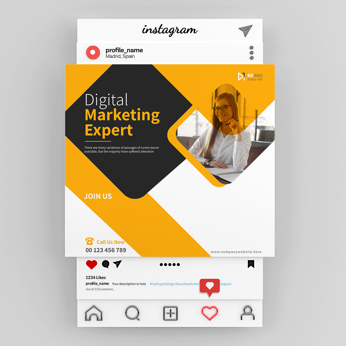 Corporate business social media Instagram post design template preview image.