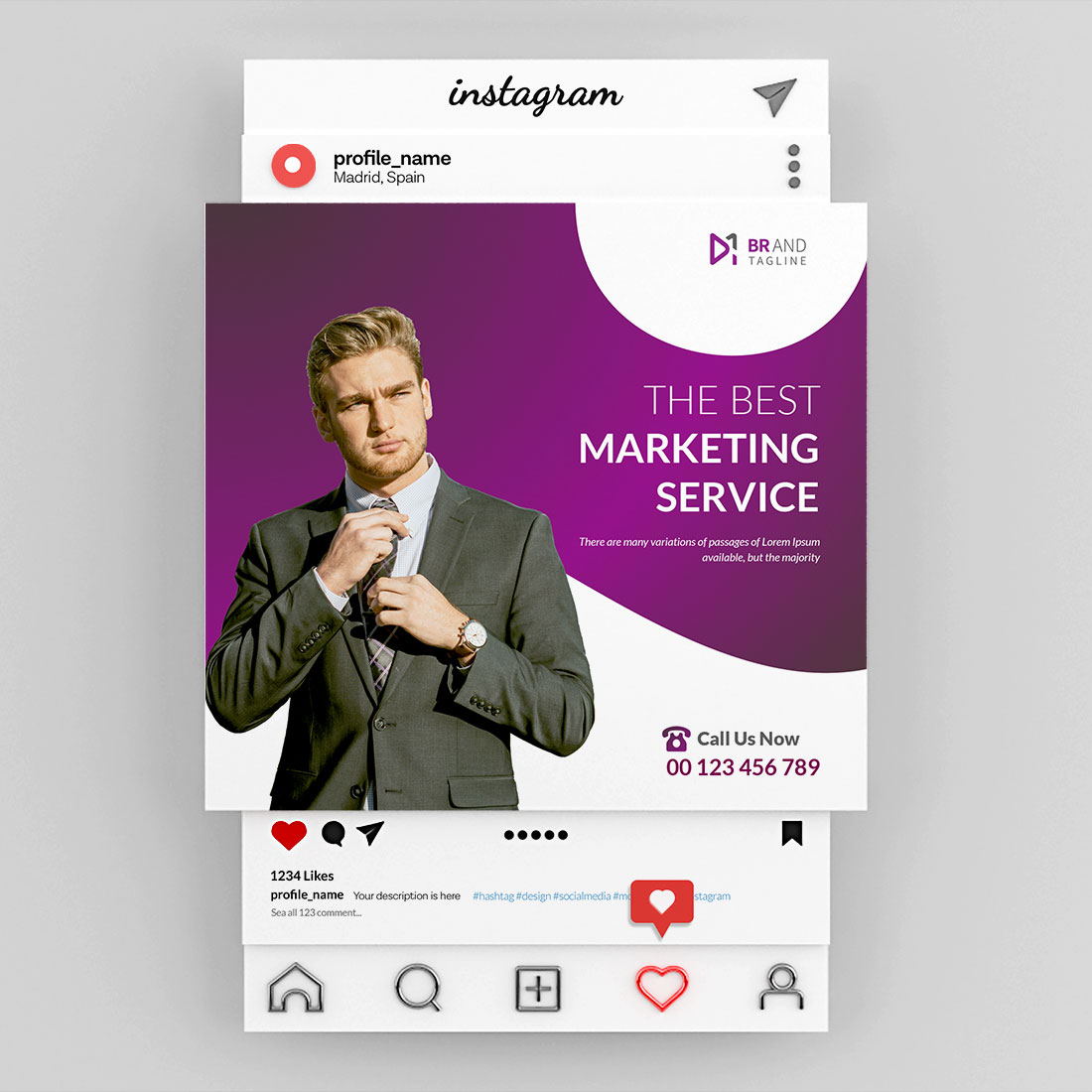 Corporate business social media Instagram post design template preview image.