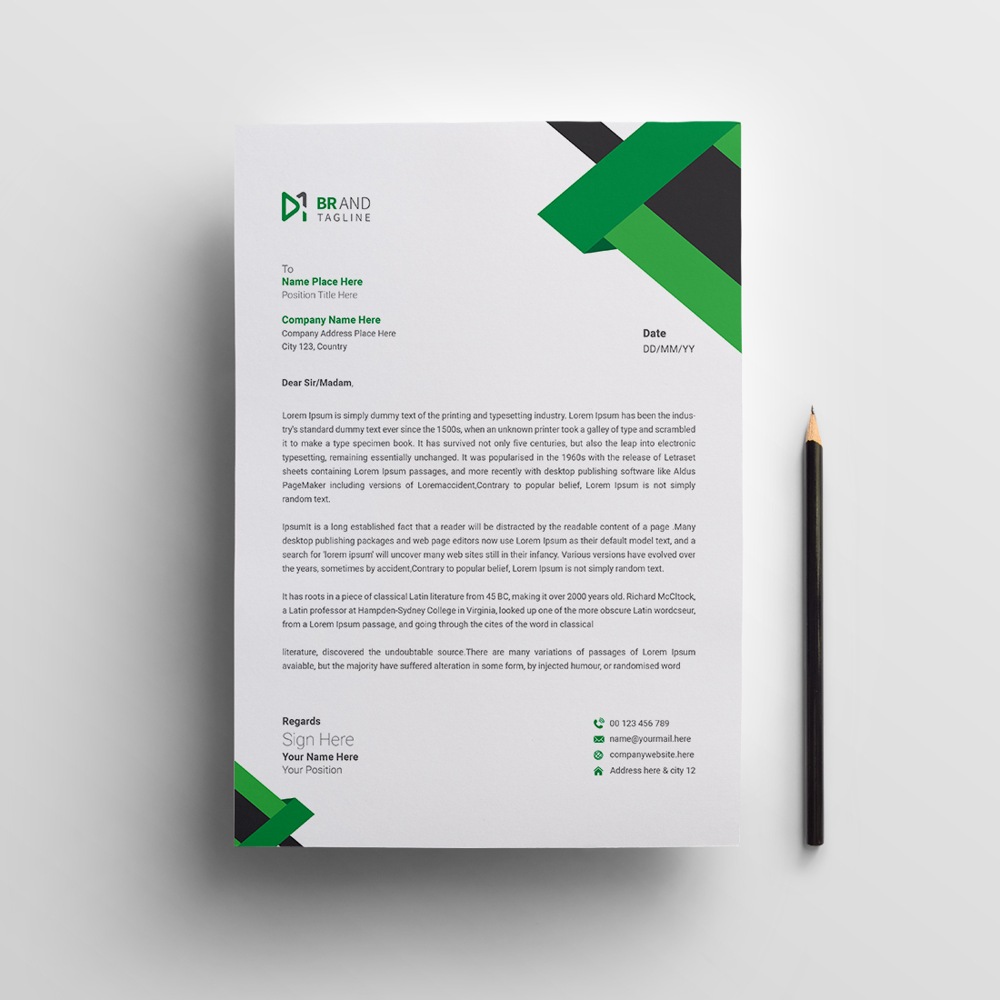 Modern business letterhead template design preview image.