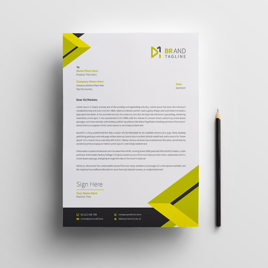 Business letterhead design template preview image.