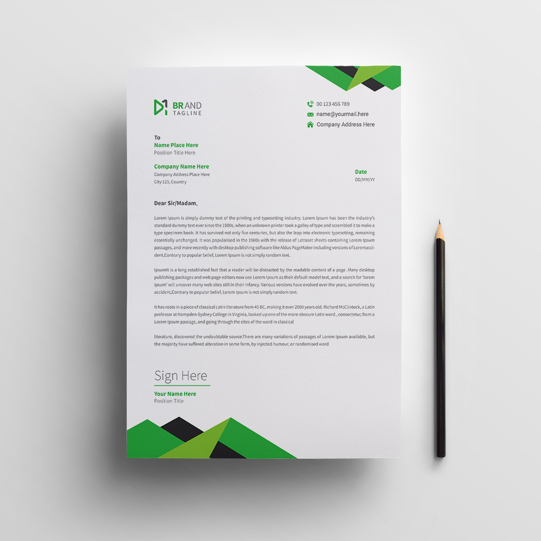 Professional business letterhead template design preview image.