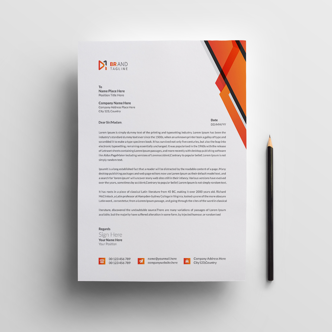 Business letterhead design template preview image.