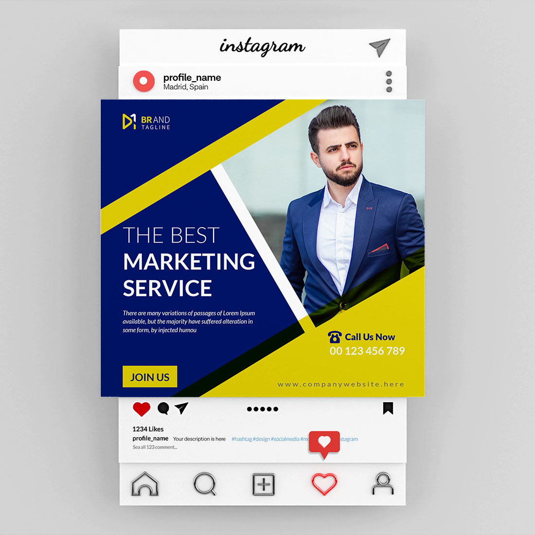 Corporate business social media Instagram post design template preview image.